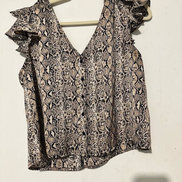 Snake Print Ruffle Sleeve Top - Picture 1 of 3